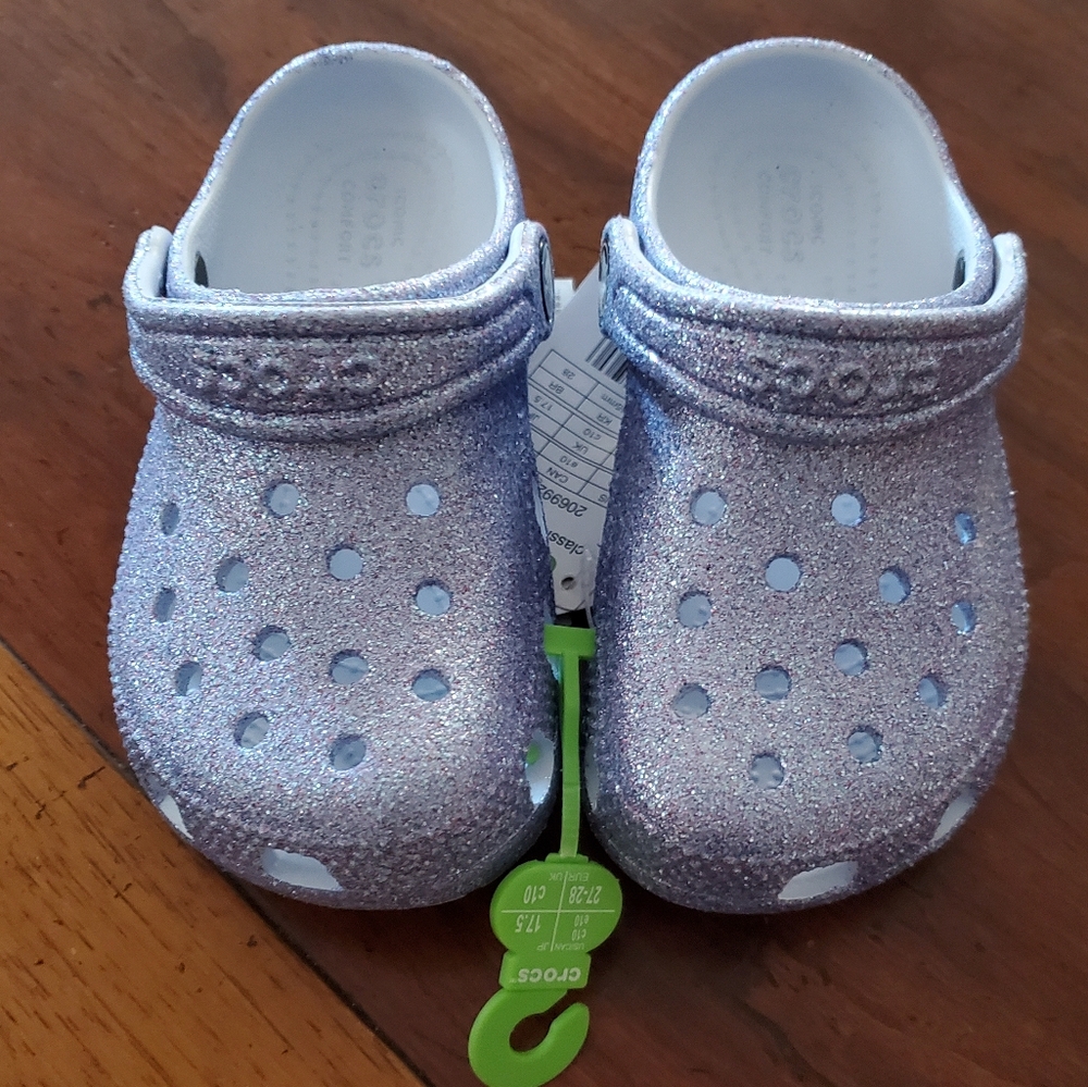 Classic Glitter Crocs Little Girls Size C10 NEW